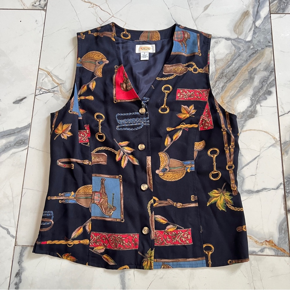 Rare Talbots Women’s Vest Horse Equestrian Western Boho Vintage Librarian